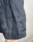 Garnet Hill 100% Linen Black V - Neck Short Sleeve Boxy Fit Blouse Top