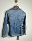 AG Denim 100% Cotton Tie Belt Button Down Jean Jacket Oversized