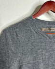 Enza Costa 100% Cashmere Gray Short Sleeve Knit Crew Neck Top