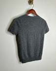 Enza Costa 100% Cashmere Gray Short Sleeve Knit Crew Neck Top