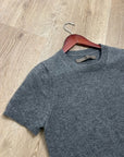 Enza Costa 100% Cashmere Gray Short Sleeve Knit Crew Neck Top