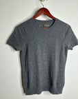 Enza Costa 100% Cashmere Gray Short Sleeve Knit Crew Neck Top