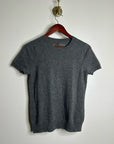 Enza Costa 100% Cashmere Gray Short Sleeve Knit Crew Neck Top