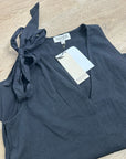 Nation LA 100% Cotton Jersey Daniella Black Tie Up V- Neck Tank Top