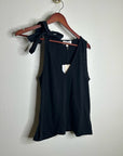 Nation LA 100% Cotton Jersey Daniella Black Tie Up V- Neck Tank Top