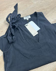 Nation LA 100% Cotton Jersey Daniella Black Tie Up V- Neck Tank Top