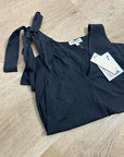 Nation LA 100% Cotton Jersey Daniella Black Tie Up V- Neck Tank Top