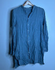 CP Shades 100% Linen Blue Tunic Long Sleeve