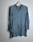 CP Shades 100% Linen Blue Tunic Long Sleeve