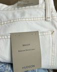 Hudson 100% Cotton White Distressed Bailey Barrel Jean Contrast Stitching