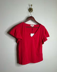 Nation LA 100% Cotton Emmy Flutter Sleeve Short Sleeve T- Shirt in Red