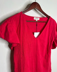Nation LA 100% Cotton Emmy Flutter Sleeve Short Sleeve T- Shirt in Red
