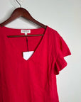 Nation LA 100% Cotton Emmy Flutter Sleeve Short Sleeve T- Shirt in Red
