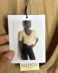 Nation LA 100% Cotton Jen Gold Button Down Puff Sleeve Top in Toffee