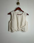 AG Cotton Linen Cream Neutral Cropped Twist Front Button Back Tank Top