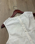 AG Cotton Linen Cream Neutral Cropped Twist Front Button Back Tank Top