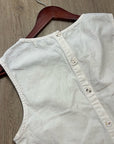 AG Cotton Linen Cream Neutral Cropped Twist Front Button Back Tank Top