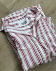 Grayson 100% Cotton Red White Striped Brooke 'Hero' Button Down Long Sleeve Top