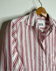 Grayson 100% Cotton Red White Striped Brooke 'Hero' Button Down Long Sleeve Top