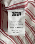 Grayson 100% Cotton Red White Striped Brooke 'Hero' Button Down Long Sleeve Top