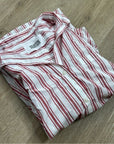 Grayson 100% Cotton Red White Striped Brooke 'Hero' Button Down Long Sleeve Top