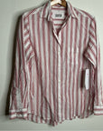 Grayson 100% Cotton Red White Striped Brooke 'Hero' Button Down Long Sleeve Top
