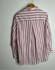 Grayson 100% Cotton Red White Striped Brooke 'Hero' Button Down Long Sleeve Top