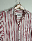 Grayson 100% Cotton Red White Striped Brooke 'Hero' Button Down Long Sleeve Top