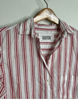 Grayson 100% Cotton Red White Striped Brooke 'Hero' Button Down Long Sleeve Top