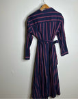 XiRENA 100% Cotton Navy Striped Button Down Striped Belted Maxi Dress