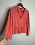 Eileen Fisher 100% Linen Textured Heavy Knit Coral Button Down Jacket