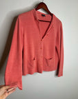 Eileen Fisher 100% Linen Textured Heavy Knit Coral Button Down Jacket