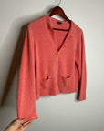 Eileen Fisher 100% Linen Textured Heavy Knit Coral Button Down Jacket