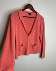 Eileen Fisher 100% Linen Textured Heavy Knit Coral Button Down Jacket