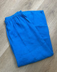 FLAX 100% Linen Bright Blue Cropped Wide Leg Pull on Pant