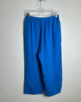 FLAX 100% Linen Bright Blue Cropped Wide Leg Pull on Pant