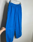 FLAX 100% Linen Bright Blue Cropped Wide Leg Pull on Pant
