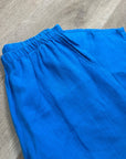 FLAX 100% Linen Bright Blue Cropped Wide Leg Pull on Pant