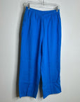 FLAX 100% Linen Bright Blue Cropped Wide Leg Pull on Pant