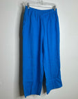 FLAX 100% Linen Bright Blue Cropped Wide Leg Pull on Pant