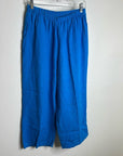 FLAX 100% Linen Bright Blue Cropped Wide Leg Pull on Pant