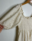 Cleobella 100% Organic Cotton Cream Eyelet Lucca Puff Sleeve Mini Dress