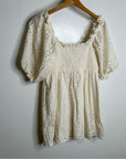 Cleobella 100% Organic Cotton Cream Eyelet Lucca Puff Sleeve Mini Dress