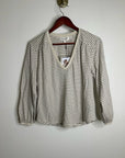 Nation LA 100% Organic Cotton Savanna Shirred Top in Espresso Pinstripe