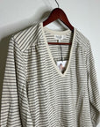 Nation LA 100% Organic Cotton Savanna Shirred Top in Espresso Pinstripe