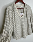 Nation LA 100% Organic Cotton Savanna Shirred Top in Espresso Pinstripe