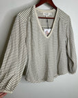 Nation LA 100% Organic Cotton Savanna Shirred Top in Espresso Pinstripe