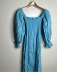 Sleeper Atlanta 100% Linen Midi Dress Off Shoulder Smocked Bust