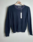 One Grey Day 100% Cashmere Blue Ribbed Two Tone Textured Pullover Sweater