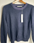 One Grey Day 100% Cashmere Blue Ribbed Two Tone Textured Pullover Sweater